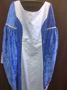 Adult Female Costumes to Hire -  Medieval-Dark Blue & light floral blue dress